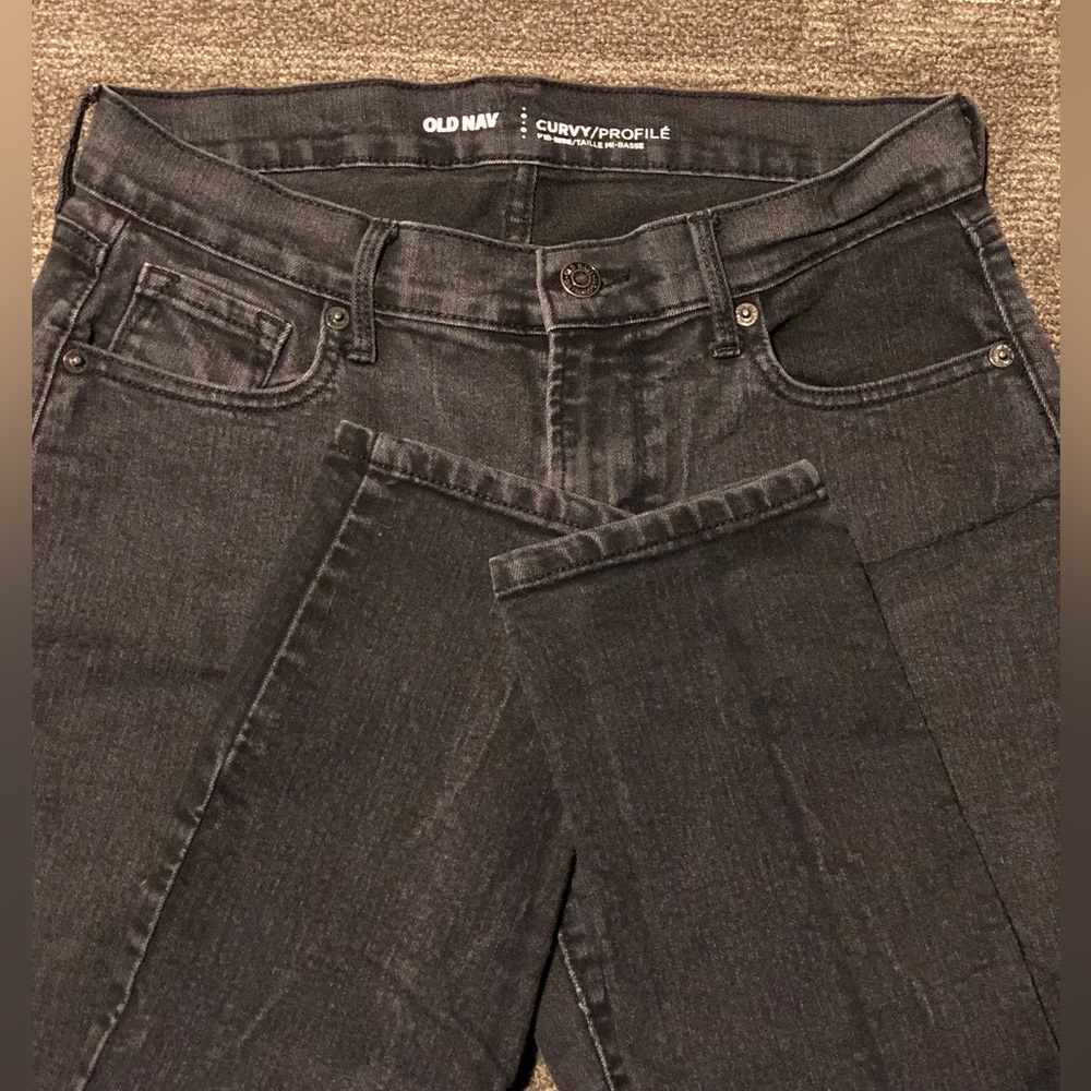 OLD NAVY || Women’s Curvy Mid Rise Black Washed Skinny Jeans